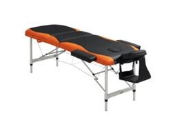 Mesa de Massagem 210x81x62 85cm Preto e Laranja, Dobrável Portátil, Ajustável, Ideal para Fisioterapia e Tatuagem. Ge