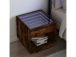 Vidaxl Mesa De Cabeceira C/ Led Infinity 50x50x50 Cm Carvalho Fumado