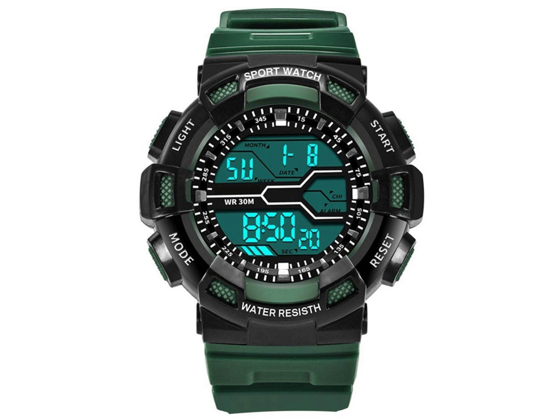 Reloj Electrónico Digital Sanda Multifuncional Impermeable (negro Verde)