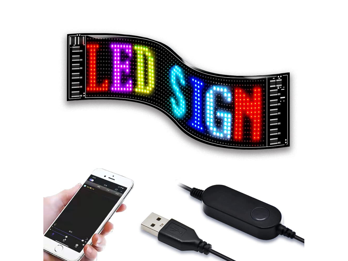 Placa De Matrícula Led 7x17cm, Placa Led Programável, Painel De Matriz Flexível Por Aplicação Bluetooth, Display Led E Placa De Sinalização Para Lojas