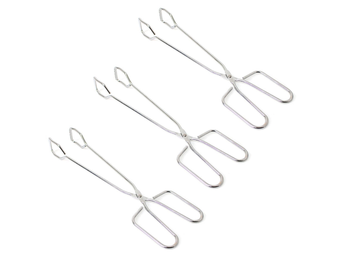 Lurelia Pinça Culinária Kit 3 Peças Inox 304 30 X 3,8 Cm Prata Antiderrapante Churrasco
