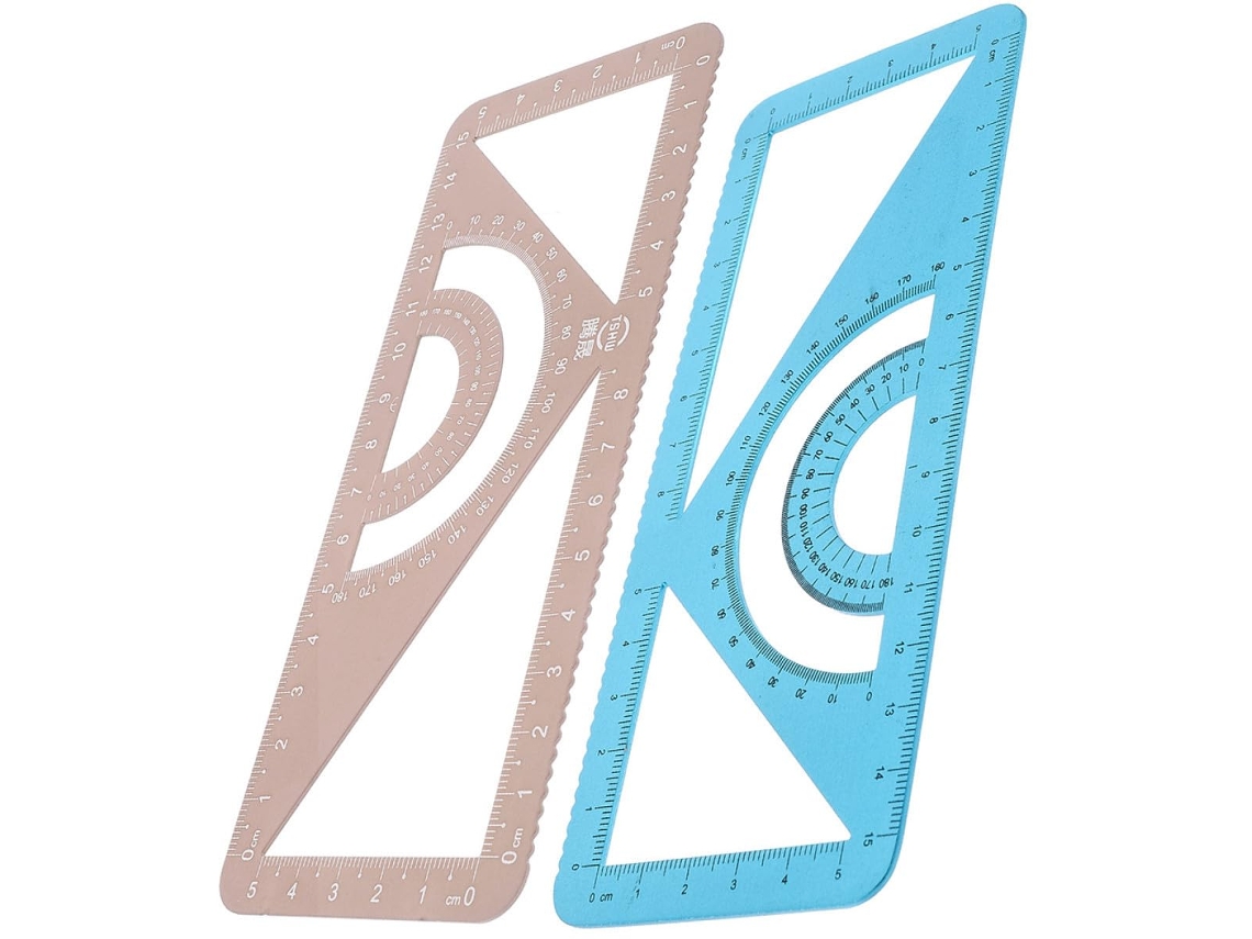 Régua triangular de metal azul para transferência, 2 peças.