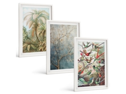 Conjunto De Pinturas Plantas Tropicais, Pássaros, Natureza Espelharte (3 Peças 40x60 Cm)