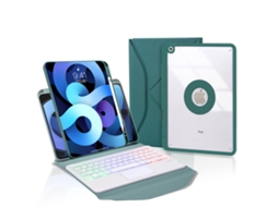 Lurelia Capa Com Teclado Bluetooth Para Ipad 7 10.2 Com Teclado Dividido E Retroiluminação, Verde