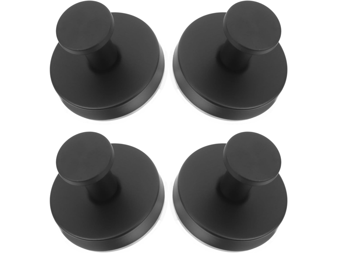 Conjunto De 4 Ganchos Com Ventosa Em Aço Inoxidável, Pretos, Design