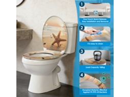 Assento Em Ureia Estampado Em Três Lados, Fecho Suave Desmontável E Resistente Para Sanitas Padrão.