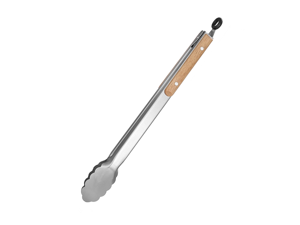 Pinça de Aço Inoxidável com Cabo de Madeira de 39,5cm MDUG