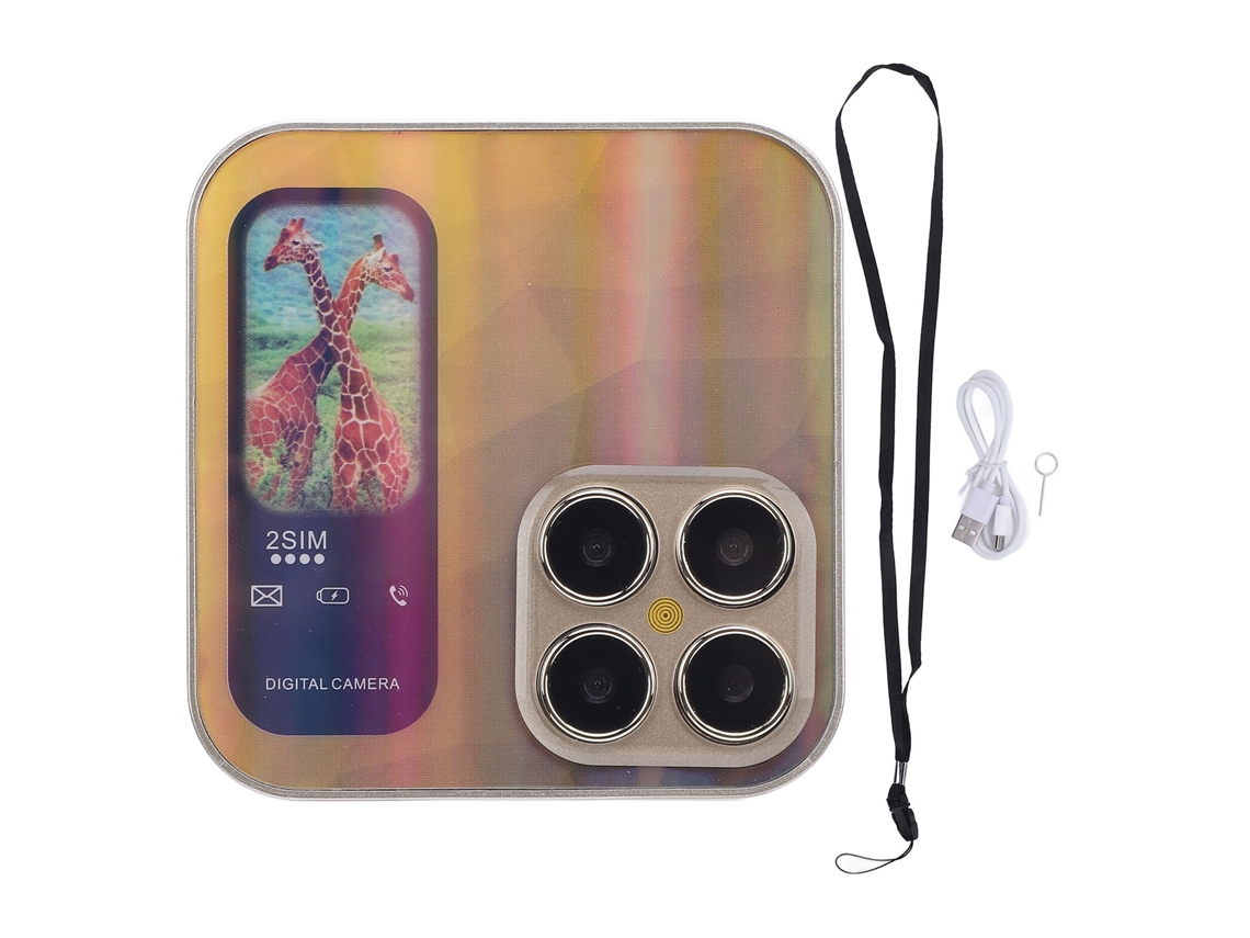 Mali telefone Celular Flip Pequeno com Tela 2.4 Polegadas Botões Grandes Rádio Fm 32mb Ram Ouro Presente de Aniversário