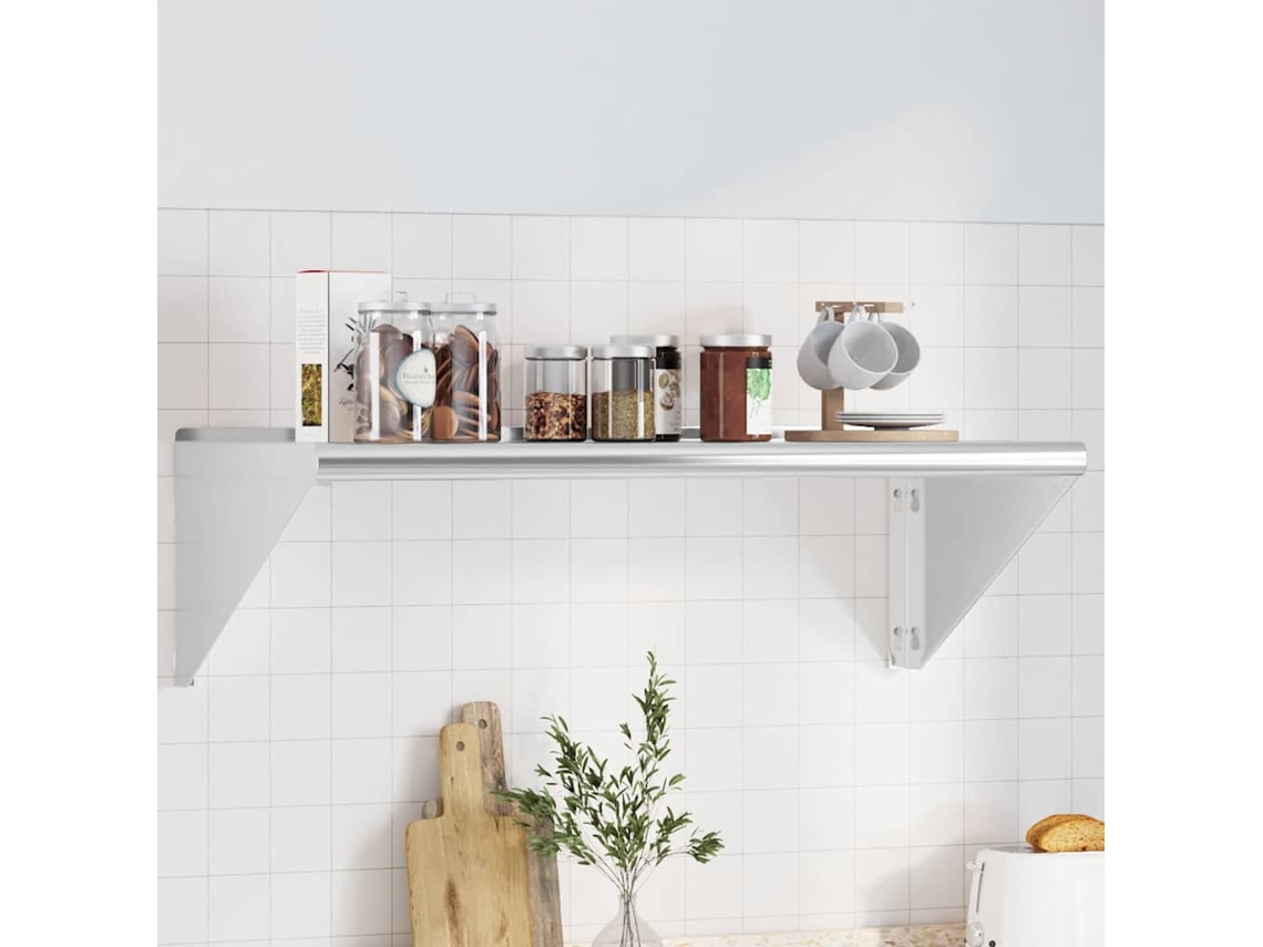 Vidaxl Prateleira De Parede 100x45x31 Cm Aço Inoxidável Prateado