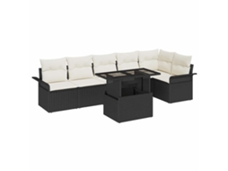 Vidaxl Conjunto De Sofá De Jardim 7 Unid. Preto