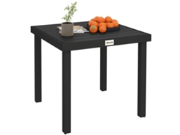 Mesa de Jardim/jantar com Efeito Madeira, 78x78 Cm, Preta CHEZMOI