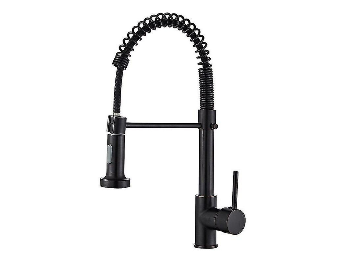 Torneira Misturadora De Cozinha, Misturador De Cozinha Preto Fosco Com Ducha Extensível