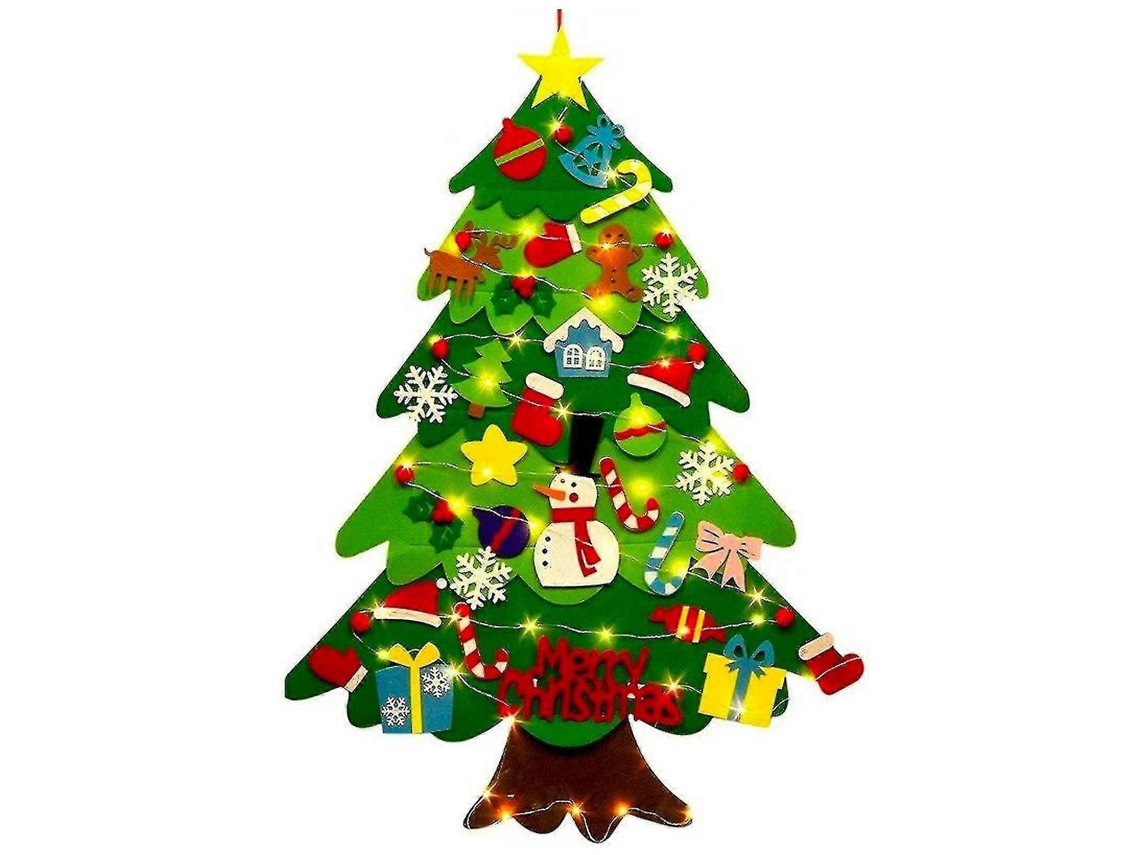 Árvore De Natal De Feltro Diy Para Presente Infantil, Com Desapegível 32 Peças Ornamentos Para Decoração De Natal De Natal Hengjian