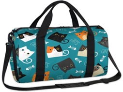 Bolsa Esportiva Infantil Tecido de Poliéste 45 X 21,5 X 23 Cm Estampa de Gato Desenho Animado