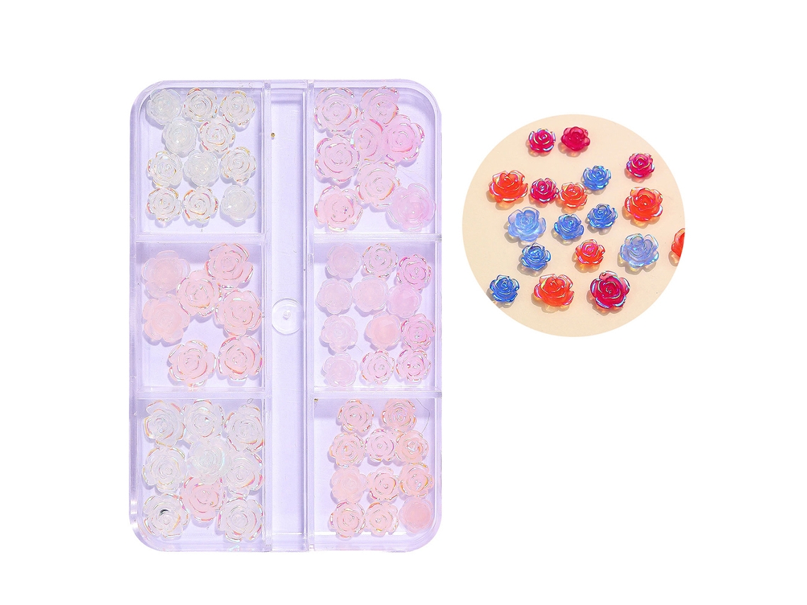 Adesivos 3d Para Unhas De Acrílico 6 Grelhas Flores Strass Corações Arcos Decorações Manicure Diy