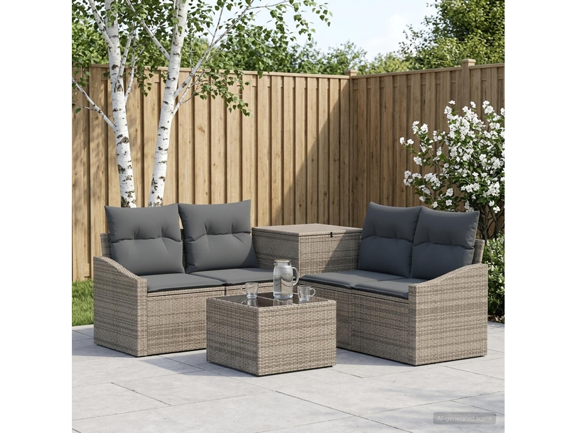 Vidaxl Conjunto De Sofás 6 Unid. Cinza E Cinza Escuro