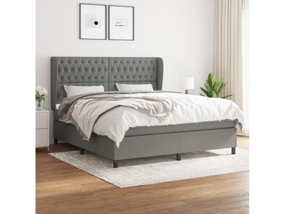 Vidaxl Cama com Molas/colchão 180x200 Cm Tecido Cinzento escuro