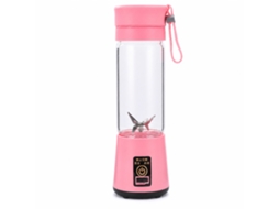 Liquidificador Portátil Sem Fios Rosa, Copo De Sumo Elétrico Usb Recarregável, 4 Lâminas, Duplo Toque, Plástico