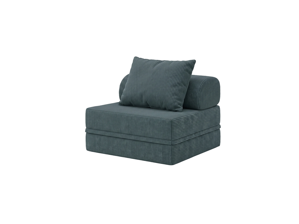 Sofá Modular 1 Lugar Convertível Veludo Regular Azul Escuro SKOFFA