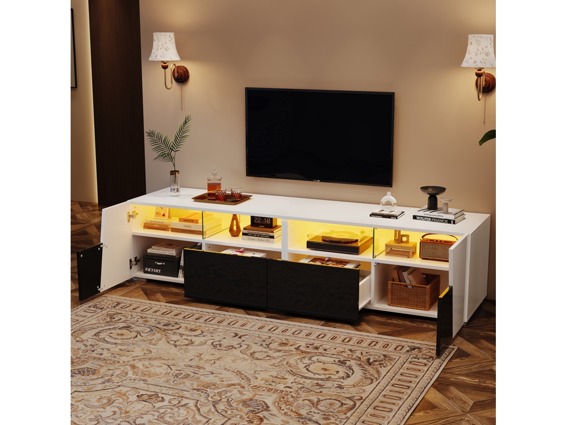 Rack 180x38x45 Led Alto Brilho 2 Gavetas 80" VOLTEDGE