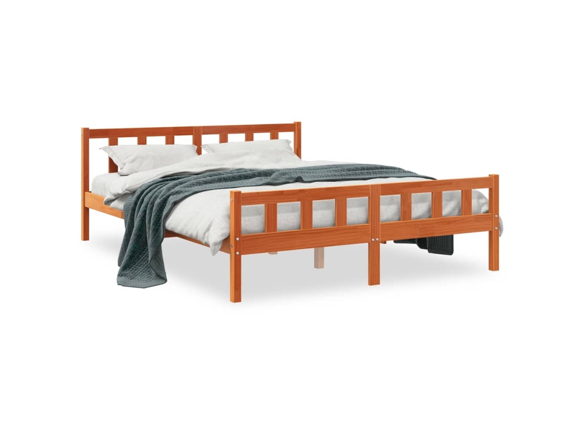 Cama Sem Colchão 150x200 cm Madeira Pinho Maciça Castanho mel MAISON EXCLUSIVE