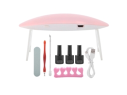 Kit De Arte De Unhas Profissional Com Lâmpada Uv Led, Gel, Lixa E Ferramentas De Manicure