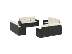 Maison Exclusive - 12 Pcs Conjunto De Sofás De Jardim C/ Almofadões Vime Pe Preto