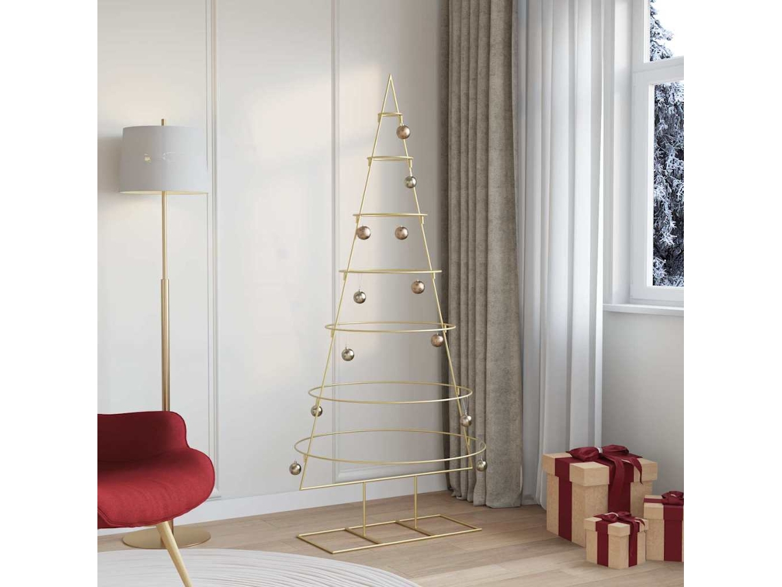 Vidaxl Árvore De Natal De Metal Ouro 180 Cm Aço Com Revestimento Em Pó