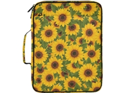 Pasta Expansível Com Estampa De Girassol Amarelo E Organizador 3 Argolas, Resistente À Água, Ideal Escola