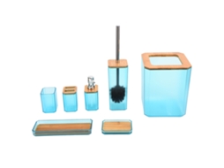 Conjunto de Acessórios de Banheiro em Bambu 7 Peças S/MARCA