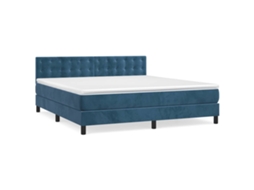 Cama com Molas/colchão 160x200 Cm Veludo Azul escuro MAISON EXCLUSIVE