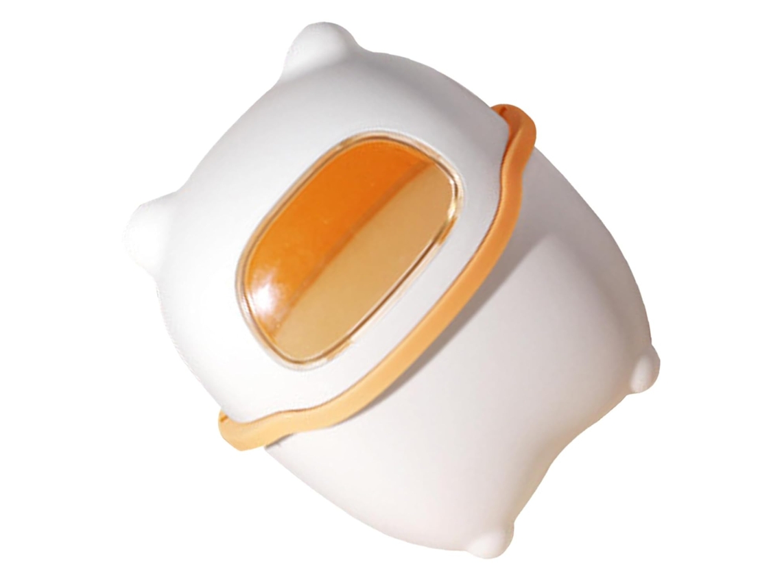 Lixeira de Mesa Garneck Pequena com Estampa Urso Amarelo e Tampa, Compacta Prática para Armazenamento, Ideal e