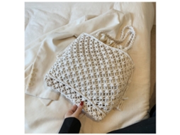 Bolsa de Palha AQUAFORGE trançada com bolso interno, estilo boho, praia
