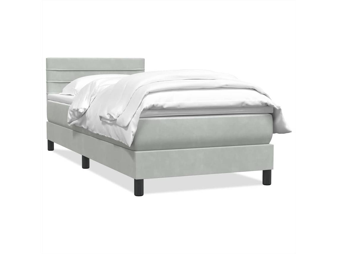 Cama com Molas/Colchão Veludo Cinzento Claro MAISON EXCLUSIVE (80x220 cm)