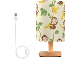 Abajur De Cabeceira Kcldeci Com Desenho Macaco, Ideal Para Quarto, Fazenda Style, Mesa De Cabeceira, Living Room