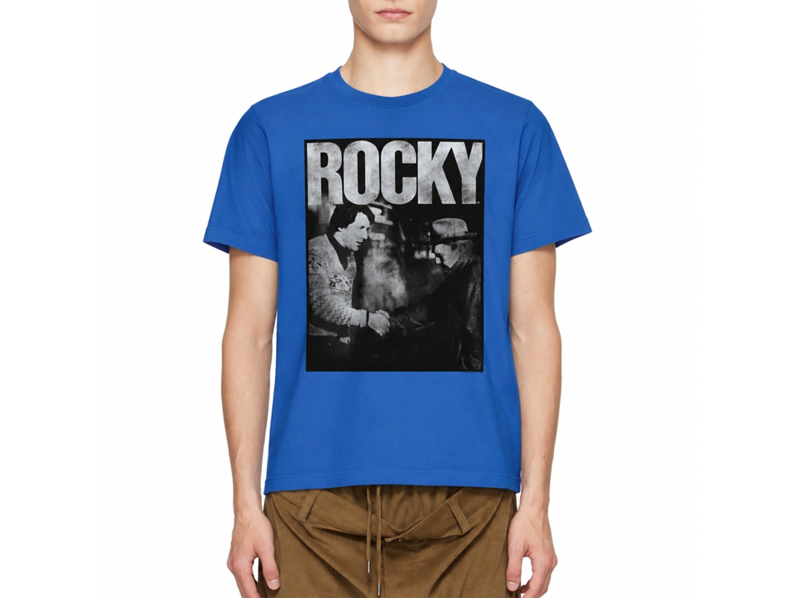 Rockinstone Rocky Movie Handshake Solid Royal Adult T-shirt Size:xl