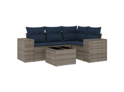 Conjunto de Sofá de Jardim, 5 Peças, Almofadas, Rattan Cinza MAISON EXCLUSIVE