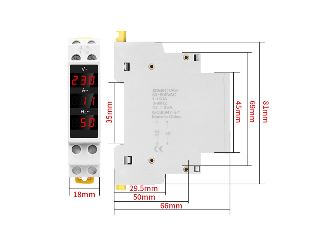 Laxiscreed Medidor Digital De Energia Eléctrica Com Display Para Perfil Din