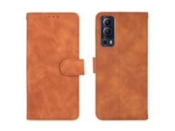 Capa Toque Fundo Para Vivo Vivo Y72 5g/iqoo Z3 5g Pele Sintética Castanho