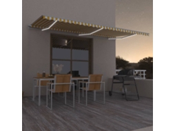 Vidaxl Toldo Retrátil Manual Com Led 600x300 Cm Amarelo E Branco