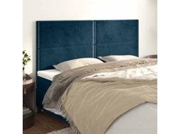Vidaxl Cabeceira Azul Escuro 200x5x118/128 Cm Veludo