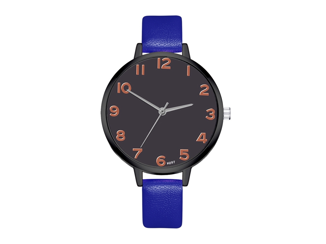 Relógio Feminino de Pulso Zhoulianfa Clássico Digital Quartzo Pulseira Couro Pu Azul