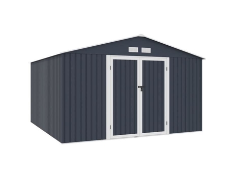 Galpão de jardim de metal 10,85 m² 340 x 319 x 210 Lunex Kit de ancoragem incluído, 2 portas dobráveis Archer cinza
