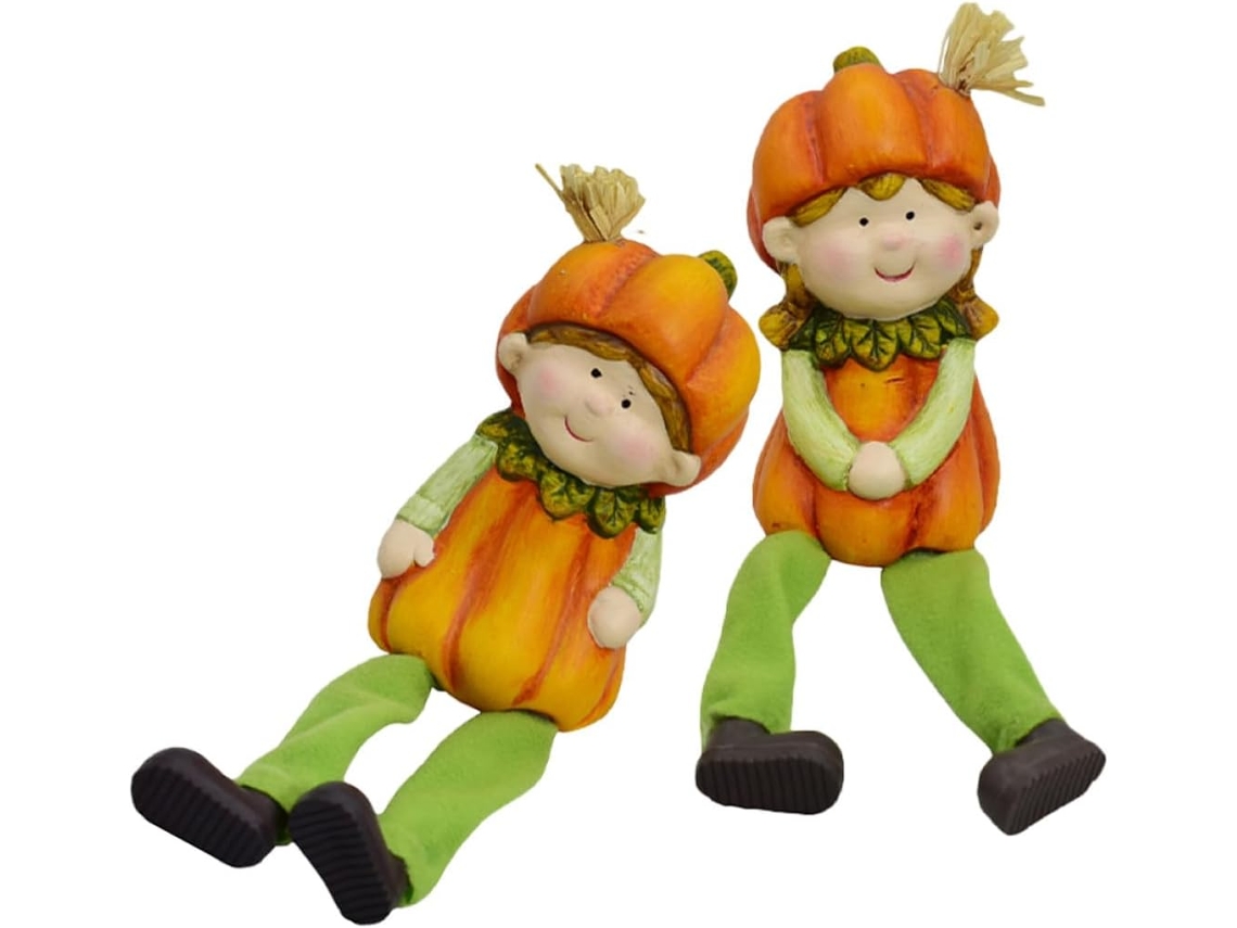 Kit de 2 Estatuetas de Cerâmica Healeved para Decoração de Jardim, em Cerâmica Vermelha e Poliéster. Decoração Vibrante CHABERLU