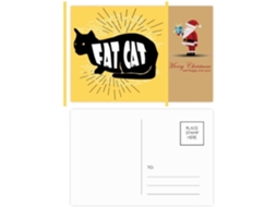 Conjunto de 20 Cartões postais em Formato Gato Preto com a Silhueta do Papai Noel. 14,6 X 9,8 Cm