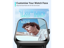 Smart Watch Com Alexa Integrada Tela Hd De 1 8 Ip68 À Prova Dágua Bluetooth Chama Monitor De Saúde Rastreamento De Exercícios Preto Yunzii
