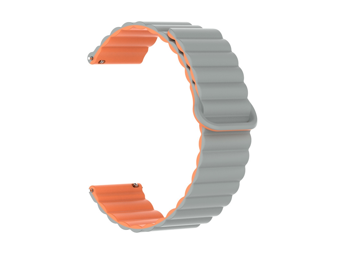Pulseira de silicone com data magnética para smartwatch Samsung Huawei GT6 GT5, bicolor azul e laranja, 22 mm