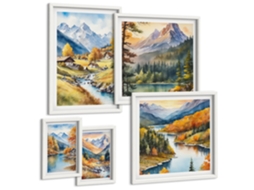 Conjunto De Pinturas Vistas Retrô De Paris E Londres Moldura Branca Imagens Para Um Quarto Infantil Espelharte (conjunto De 5 Imagens)