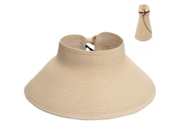 Sombrero Visera de Paja Rollable para Mulher Con Borde Ancho Ajustable Uv Protector Verano