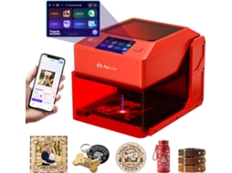 Máquina de Gravação a Laser 3w ALGOLASER Pixi, Portátil e Inteligente com Ecrã Táctil de 3,5'', Área 100x100 Mm, Controlo por App, Vermelho